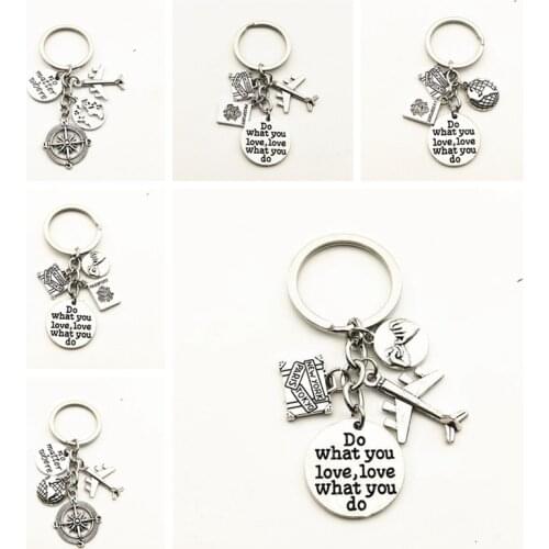 1pcs Pilot Aviator Key Chains Airplane Charms Passport Keyring Hoilday Key Fob Traveler Jewelry For Graduation Gift