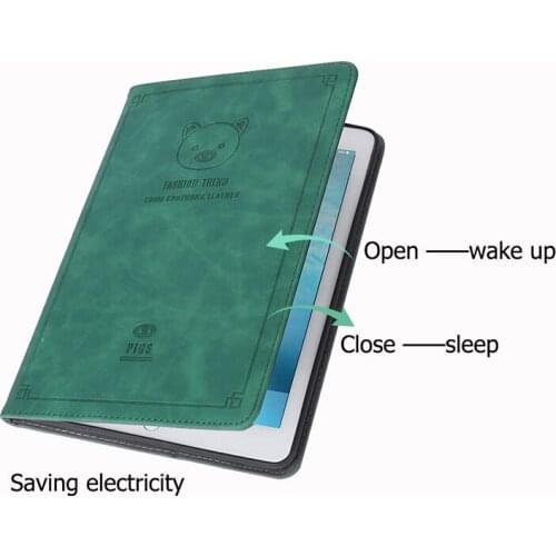 Tablet Case for ipad2/3/4 PU Leather Silicone Third Gear Soft Stand Cute Pig Auto Sleep/Wake up Smart Cover For mini1/2/3/4/5
