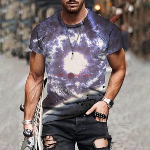 Starry sky 3D printing T-shirt mens and womens summer casual funny T-shirt streetwear 2021