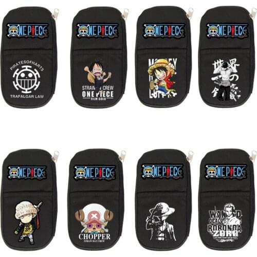 Anime One Piece Cosplay Canvas Pen Pencil Case Zipper Cartoon Cosmetic Makeup Bag Stationery Box Office Supplier Gift