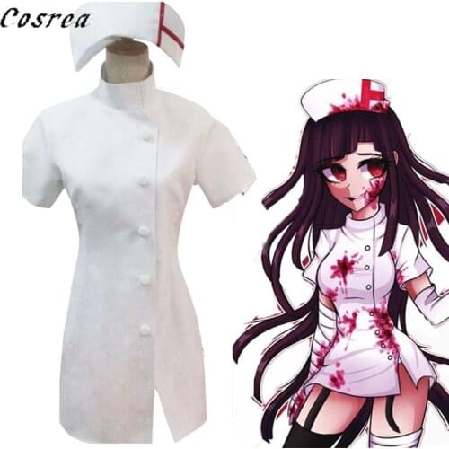 Danganronpa 3 Despair Mikan Wig Halloween Mikan Tsumiki Cosplay Costumes Sexy White Nurse Uniform Sets For Women and Girls