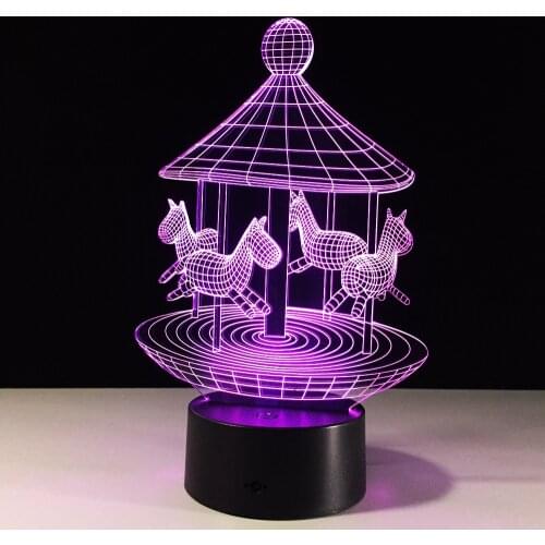 Merry Go Round 3D illusion LED Night Light 7Colors Table Lamp Novelty Product light with touch button Child Christmas Gift GX404