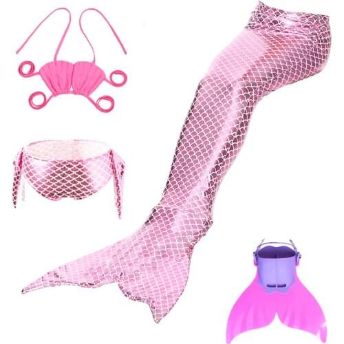 Little Mermaid Tails for Swimming Costume Mermaid Tail Cosplay Girls Swimsuit Kids Children Swimmable suit Monofin