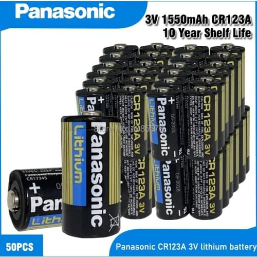 50PC PANASONIC Original CR123A CR123 123A CR 123 A123 CR17345 16340 3V Lithium Battery for Camera Flashlight dry primary cell