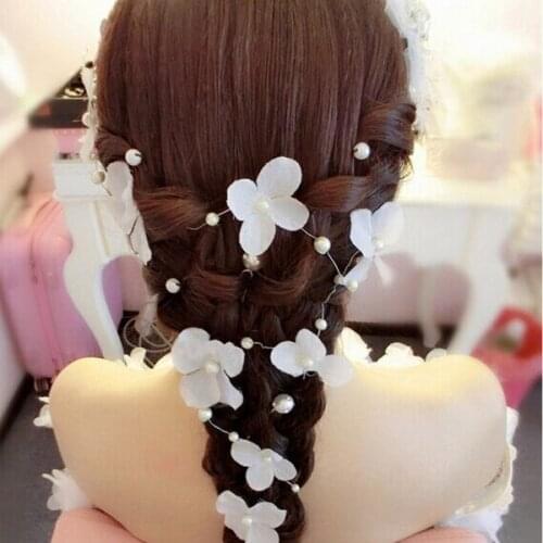 Sweet Hair Band Wedding Bridal Headbands Hair Accessories Faux Pearl Flower Acetate Headband Hair Band Tiara For Women Girls