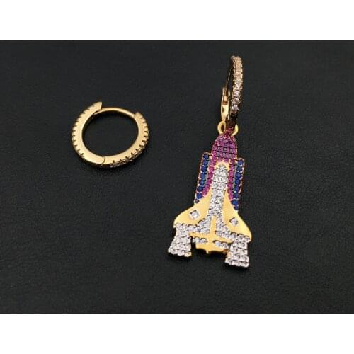 Hyperbole Fashion Asymmetry PMEarrings Colorful Rocket Crystal Big Brand Design Earring Women Boucles D'Oreilles Pour Les Femmes