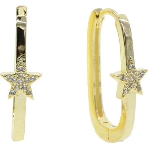 2020 Fashion Cute Star Earrings Top Quality Cz Crystal Charms Hoop Earrings For Women Man Girls Korean Jewelry gifts