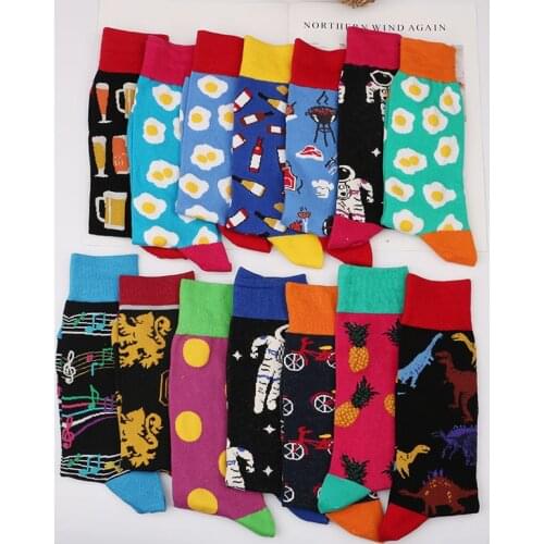 Men Casual cotton Happy Socks Socks harajuku hip hop British Style Funny Colorful Funny streetwear Gift