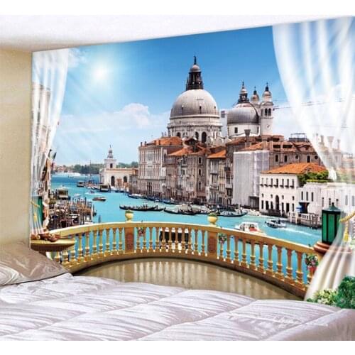 Castle Scenery Bohemia Wall Hanging Tapestries Boho Tapestry Wall Carpet Photographic Background Cloth Living Room Blanket