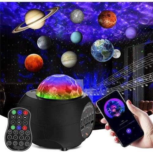 2021 New 10 Planets Projection Starry Sky Night Light With Bluetooth Music USB Rechargeable Galaxy Star Night Light for Kids