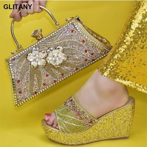 New Arrival Women Shoes and Bag Set In Italy African Matching Shoes and Bag Italian In Women High Heels Sexy Ladies Luxery Shoes