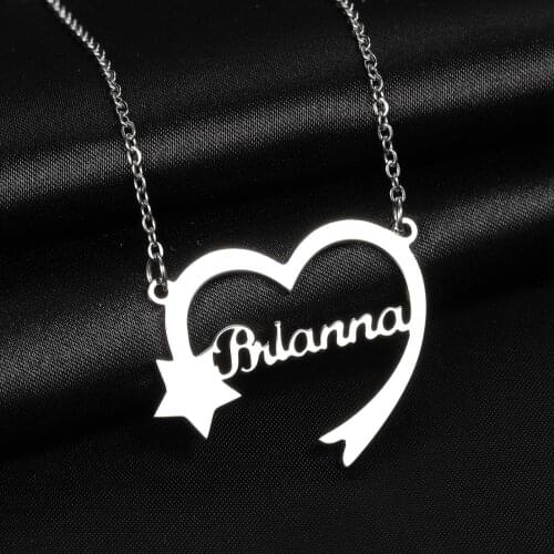 MYDIY Heart Star Chokers Custom Name Necklace for Women Love Jewelry Stainles Steel Personalized Pendant Anniversary Gift