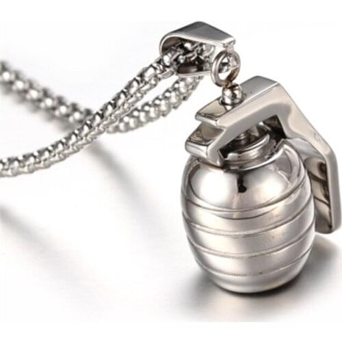 Stainless Steel Charms Men Fashion Jewelry Hand Grenades Pendant Trendy Party Chic Chain Necklace