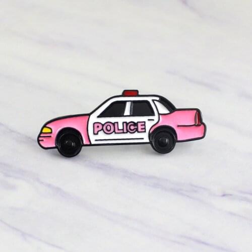 POLICE Pink Enamel Metal Brooch Cute Fashion Justice Herald Badge Pin Trendy Mens and Womens Jewelry Accessories Gift