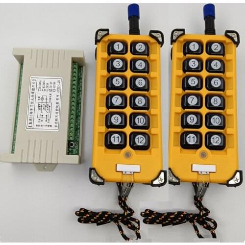 3000m DC12V 24V 12CH Radio Controller RF Wireless Remote Control Overhead travelling crane System Receiver Numer button Remote