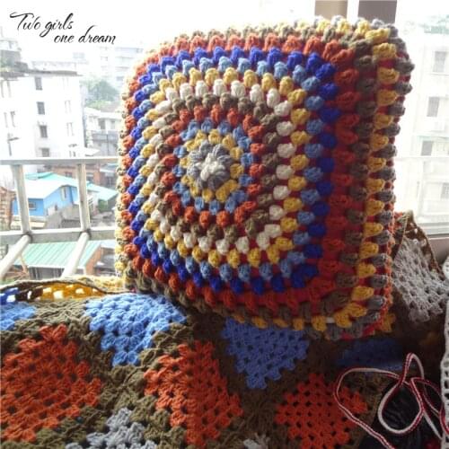 Handmade Crochet Striped Back Cushions Exported to Europe Korea Single Hook Car Waist Pillow With Core Photographic props 40CM