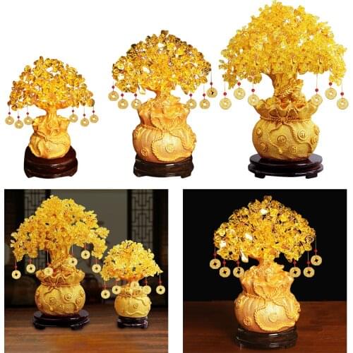 Natural Citrine Bonsai Tree Crystal Money Tree Lucky Tree Tabletop Home Store Decoration