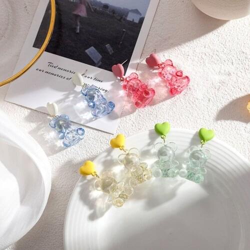 925 Silver Needle Earing Studs Heart Gummy Bear Earrings Jewelry Vintage Cute Accessories Gift Piercing Designer for Women Egirl