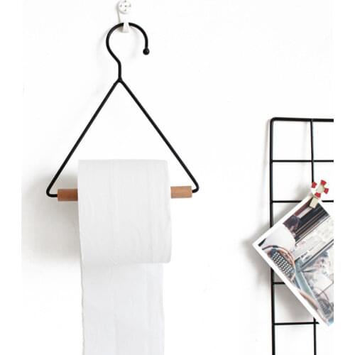 Nordic style Geometric Design Beech Iron Towel Storage Rack Tissue Holder Hanging Home Organzer Accessories For Kitchen Bathroom