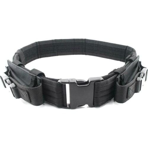 Tactical Belt Heavy Duty Elite Law Enforcement Utility Pistol Belt with 2 Pistol Magazine Pouch Waist Strap Combat Gear