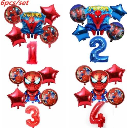 6pcs/lot Spider Man Homecoming Happy Birthday Party Balloons 32 inch Number Ballon Inflatable Helium balloon Decorations Kids