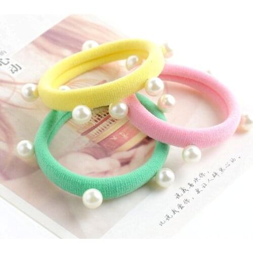 Korean Style High Quality Protective Pearl Decor Hair Band Hot Selling Hair Rope Princess Baby Hair Rings Women Girls Headpiece