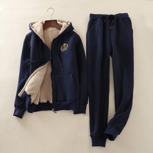 Winter Thicken Fleece Women Sportswear Tracksuit Warm Jacket Hoodie+pant Running Jogging Outfits Casual Workout Set Sport Suit