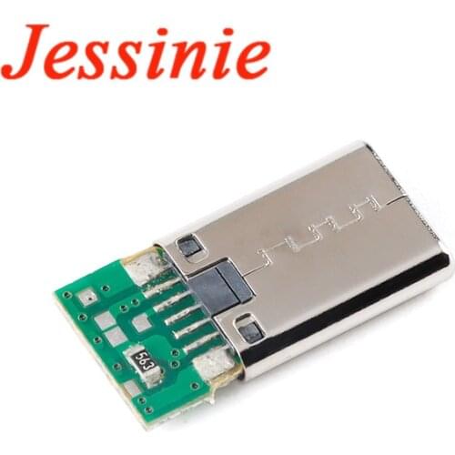 USB Type C Connector 24P 24 Pins Male Socket Adapter to Solder Wire Cable PCB Adapter Board Module for Phone Fast Charging