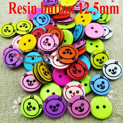 100PCS 12.5MM mixed bear RESIN buttons coat kids sewing clothes accessories 2 hole round button R-255