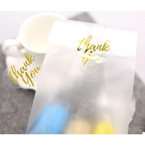 100pcs Golden Thank You Heart Shape Transparent Adhesive Seal Stickers Pastry Baking Cake Packaging Seal Label Gift Sealing Tags