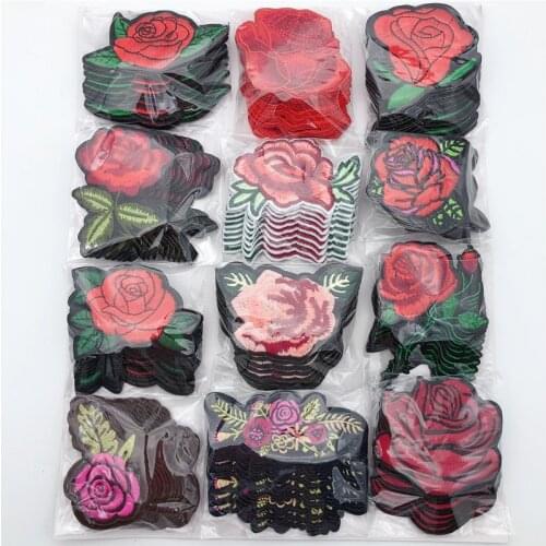 120PCS/SET Flower Applique Embroidery Iron on Patches Fabric Sitcker Clothes Bag Badge