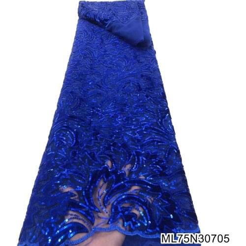 2021 Newarrival good quality african sequins velvet lace fabric fashion velvet net lace 5 yards for wedding party dress ML75N307