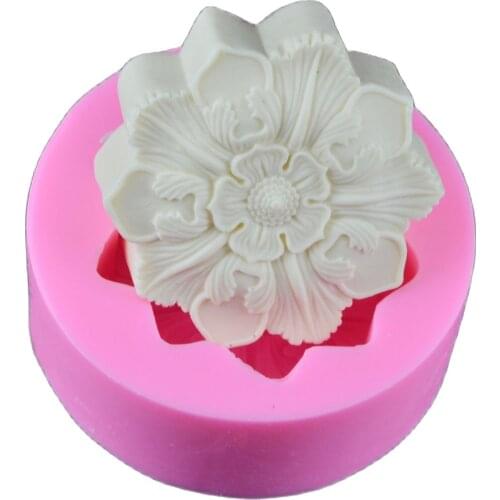 3D Art Retro Big Flower Soap Mold Craft Diy Handmade Candle Molds Cake Decorating Tools H541