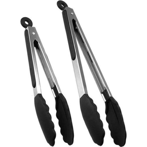 7'' 9'' 12'' Silicone Stainless Steel Bread Beef Heat Resistant Clip Vegetable Barbecue BBQ Clamp Kitchen Tools Gadgets