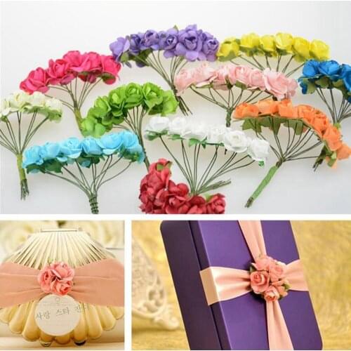 72PCS/lot Hight Quality Paper Flower European Artificial Flowers Fall Vivid Peony Fake Leaf Wedding Home Party Decoration