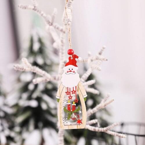 Wooden Snowflake Candle Hollow Santa Claus Christmas Tree Decorations Wine Bottle Shape Xmas Christmas Pendant Dropship