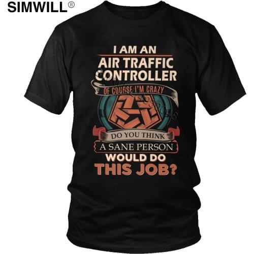 Unique Vintage Air Traffic Controller T-shirt Men Short Sleeved Flight Controller Control Tshirt Loose Fit Cotton Tee Shirt Gift