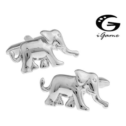 IGame Elephant Cufflinks Silver Color Novelty Animal Design Best Gift For Men Free Shipping