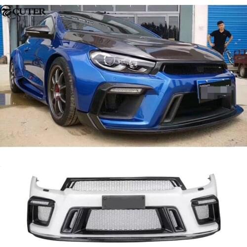 Carbon fiber + FRP Wide Car body kit Unpainted front Rear bumper Side skirts for Volkswagen VW Scirocco ASPEC body kit 09-15