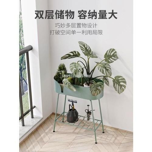 Balcony top floor wrought iron Nordic indoor flower stand living room decoration flower pot stand floor succulent creative outdo