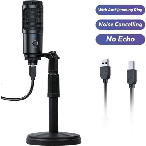 Metal USB Condenser Recording Microphone Gaming For Laptop Windows Cardioid Studio Recording Vocals Voice Skype Chatting Podcast