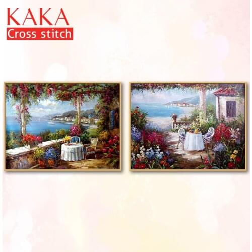 Cross stitch kits,Embroidery needlework sets with printed pattern,11CT-canvas for Home Decor Painting,Landscape Full NCKS080