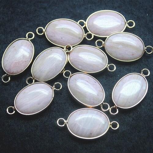 10pcs nature chinese rhodochrosite natural rhodonite stone with 2 connectors size 15x20mm for women jewelry diy findings
