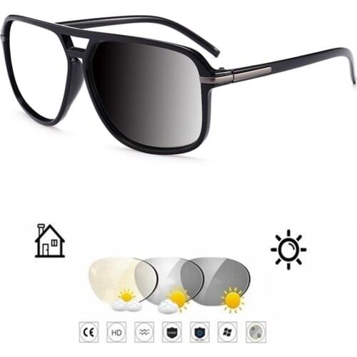 Oversized Double Bridge TR90 MEN Photochromic Grey Reading Glasses +0.75 +1 +1.25 +1.5 +1.75 +2 +2.25 +2.5 +2.75 To +4