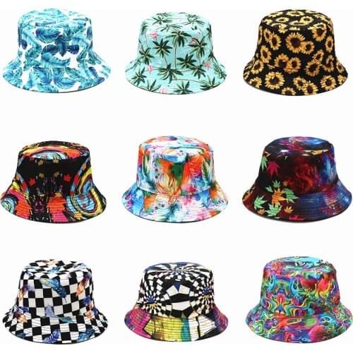 2021 New spring adult casual hip hop bucket hat Printed fisherman cap Unisex Men and women cotton Panama gorros
