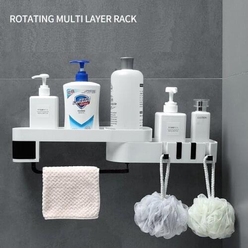 Shelf 180° Rotation Hollow Drain Wall-mounted Free Punch Bathroom Kitchen Multifunctional Storage Rack