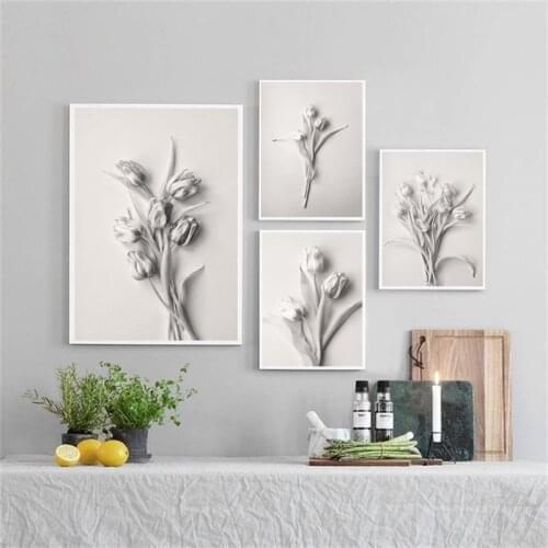 Flower Canvas Poster Nordic Floral Botanical Print Wall Art Painting Scandinavian Decoration Picture Living room Bedroom Decor