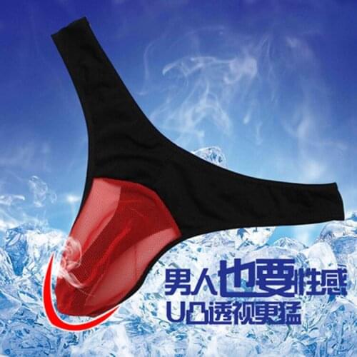 Qiqu mens underwear mesh transparent and breathable mens triangle sexy T-shaped pants 2032T