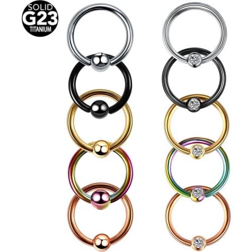 1Pc 100%Titanium Nose Piercing Earrings Anodized Color Ball & Gem 16G Helix Piercing Tragus Cartilage Daith Piercing Oreja