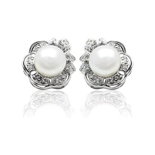CoLife Jewelry 9mm Real Pearl Stud Earrings for Party Fresh Water Pearl Silver Earrings 925 Silver Pearl Fine Jewelry